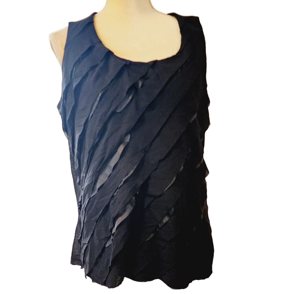 Chico's Black Ruffle Tiered Layering Tank Top Size 3 Large